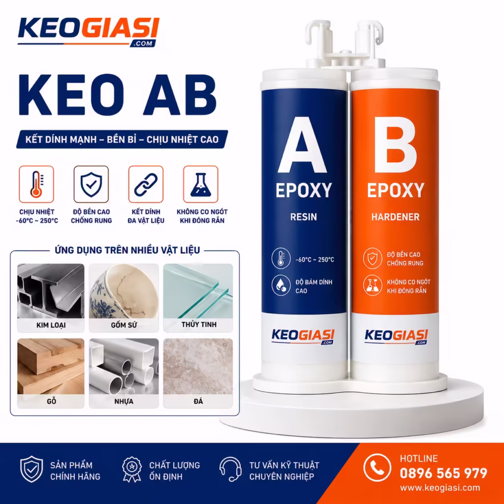 Keo AB Khô Nhanh 5 Phút – Keo Epoxy 2 Thành Phần Siêu Dính, Đa Năng