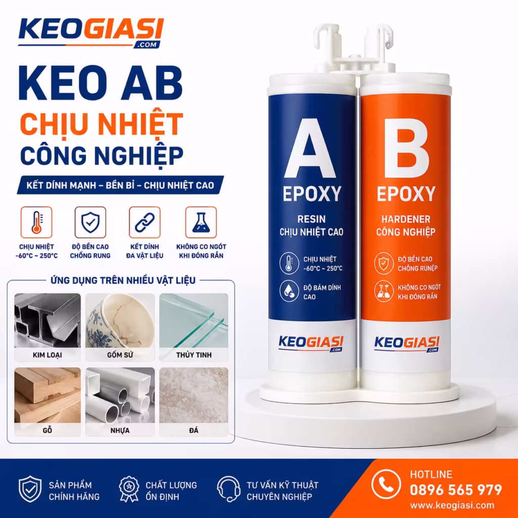 Keo AB chịu nhiệt công nghiệp KGS chuyên dán kim loại
