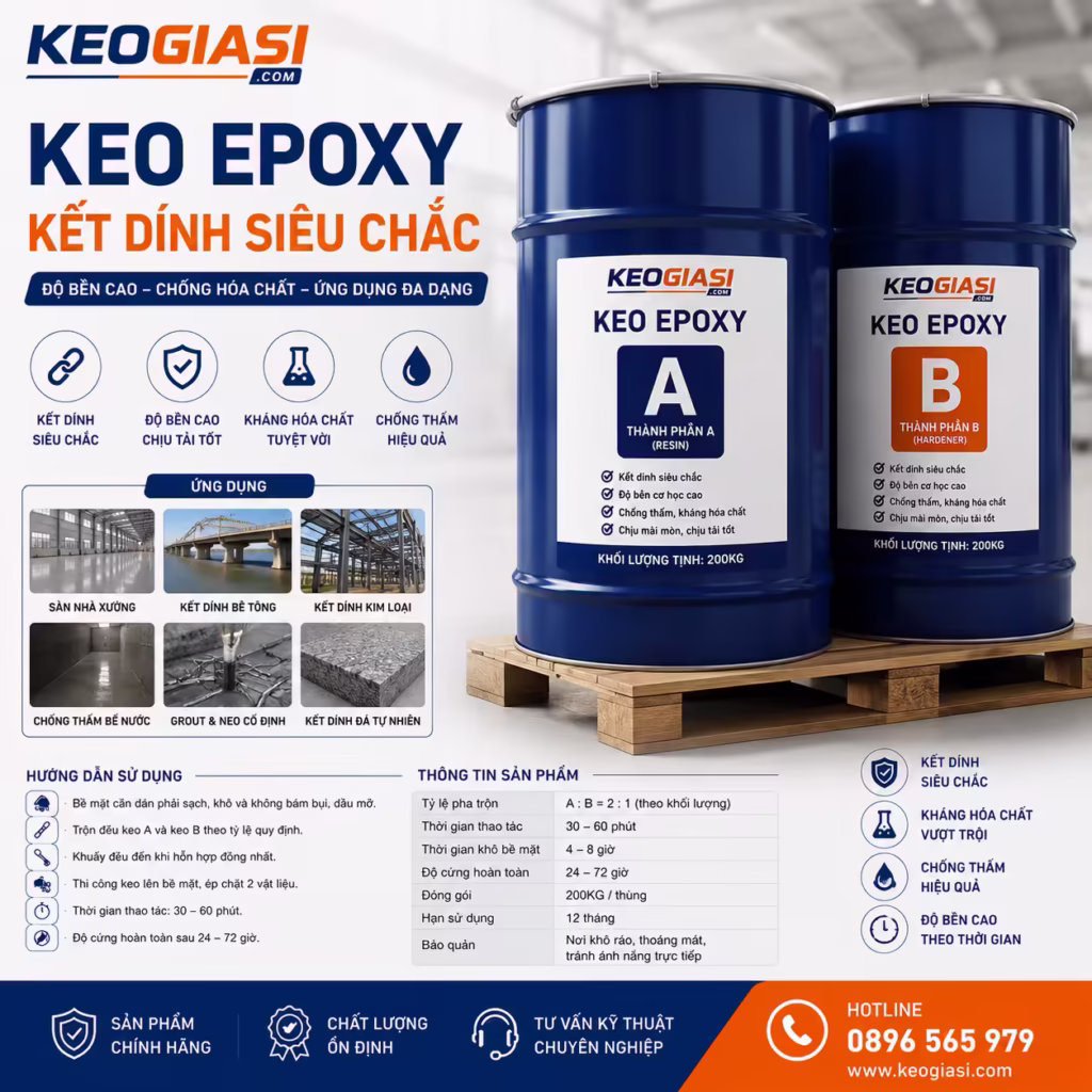 Keo AB Epoxy Trong Suốt (Tỷ lệ 1:1)