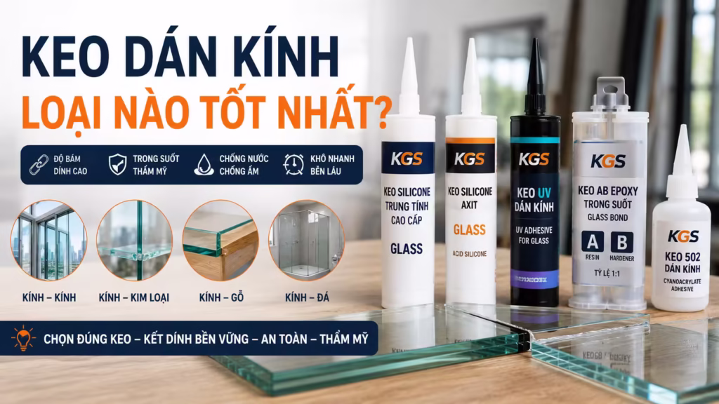 Keo Dán Kính Loại Nào Tốt Nhất? Hướng Dẫn Chọn Keo Chuyên Dụng (Trong Suốt, Chịu Lực, Chống Nước)
